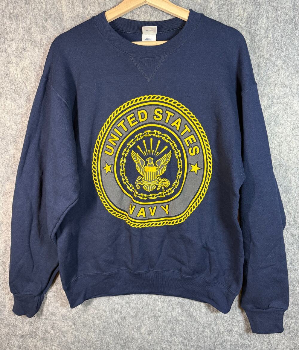 Y2K Soffe Mens United States Navy Crewneck Sweathshirt Blue Medium